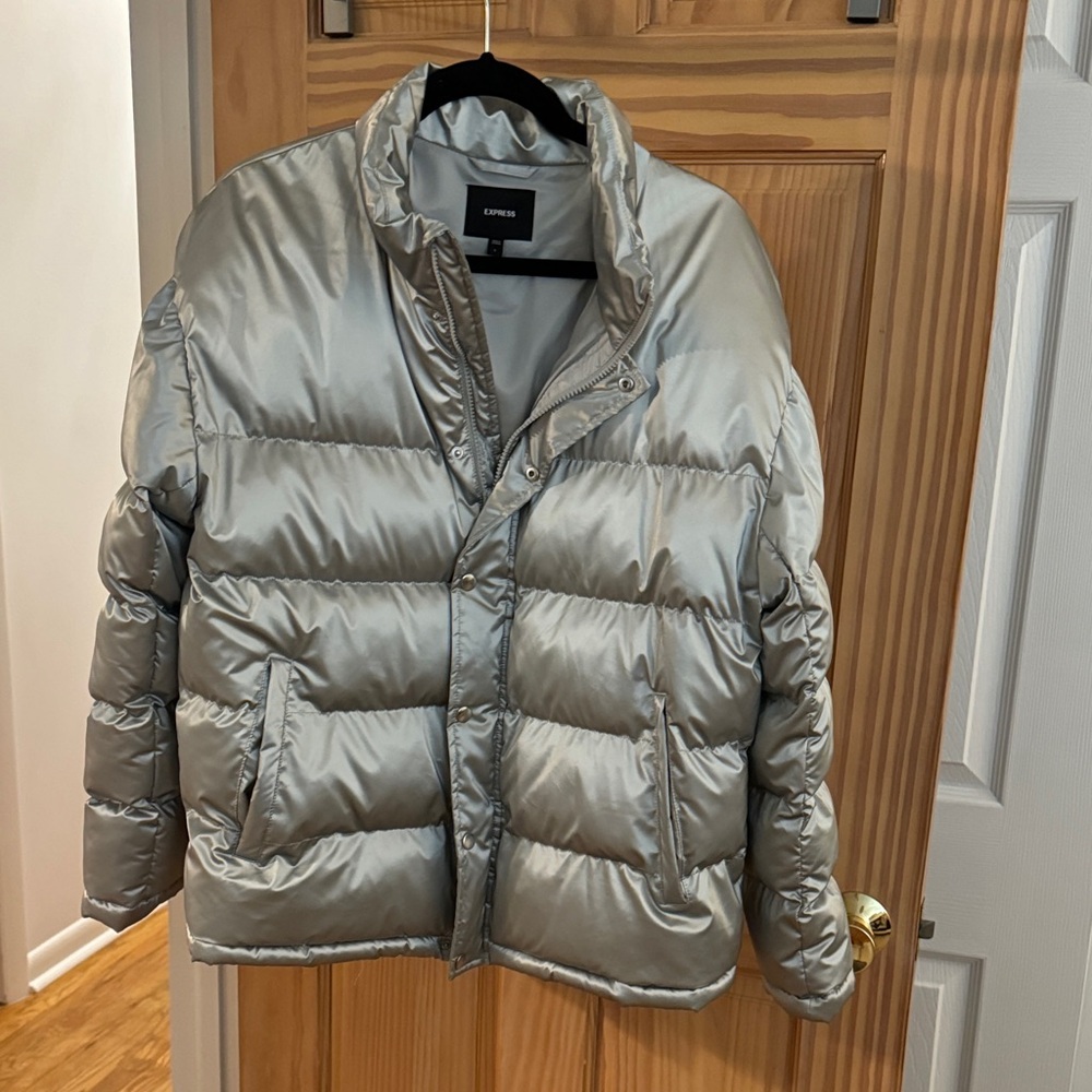 Express Women's Metallic Puffer Jacket